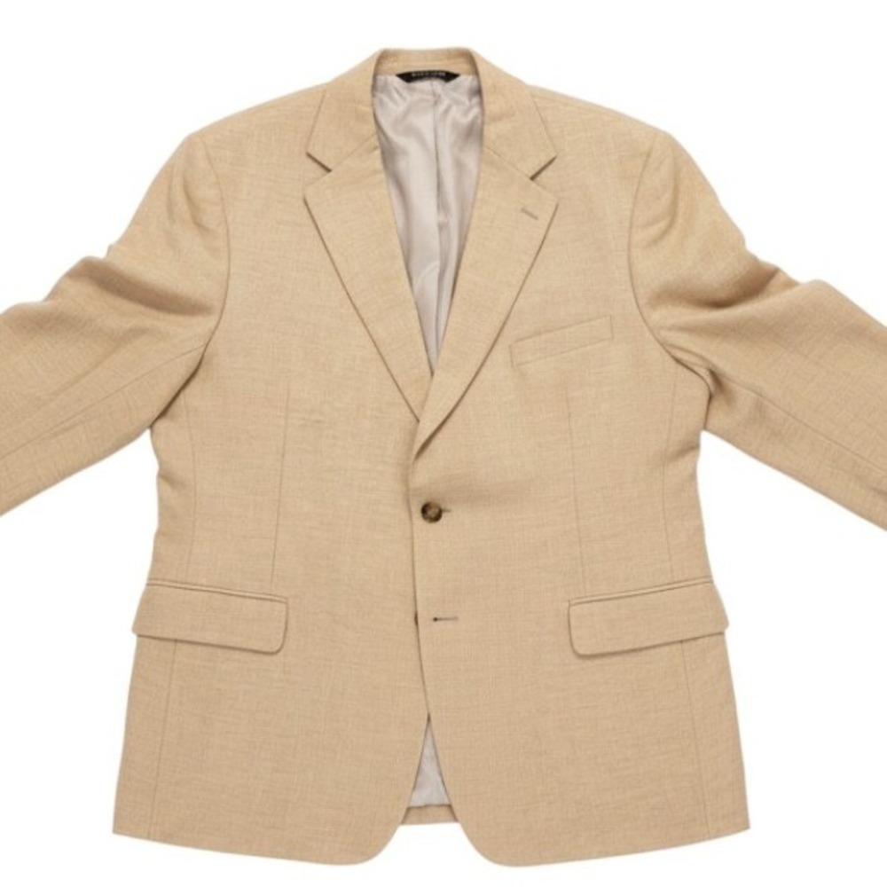 Jos. A. Bank Linen blend Sport Coat blazer Mens 48R Tan Two Button